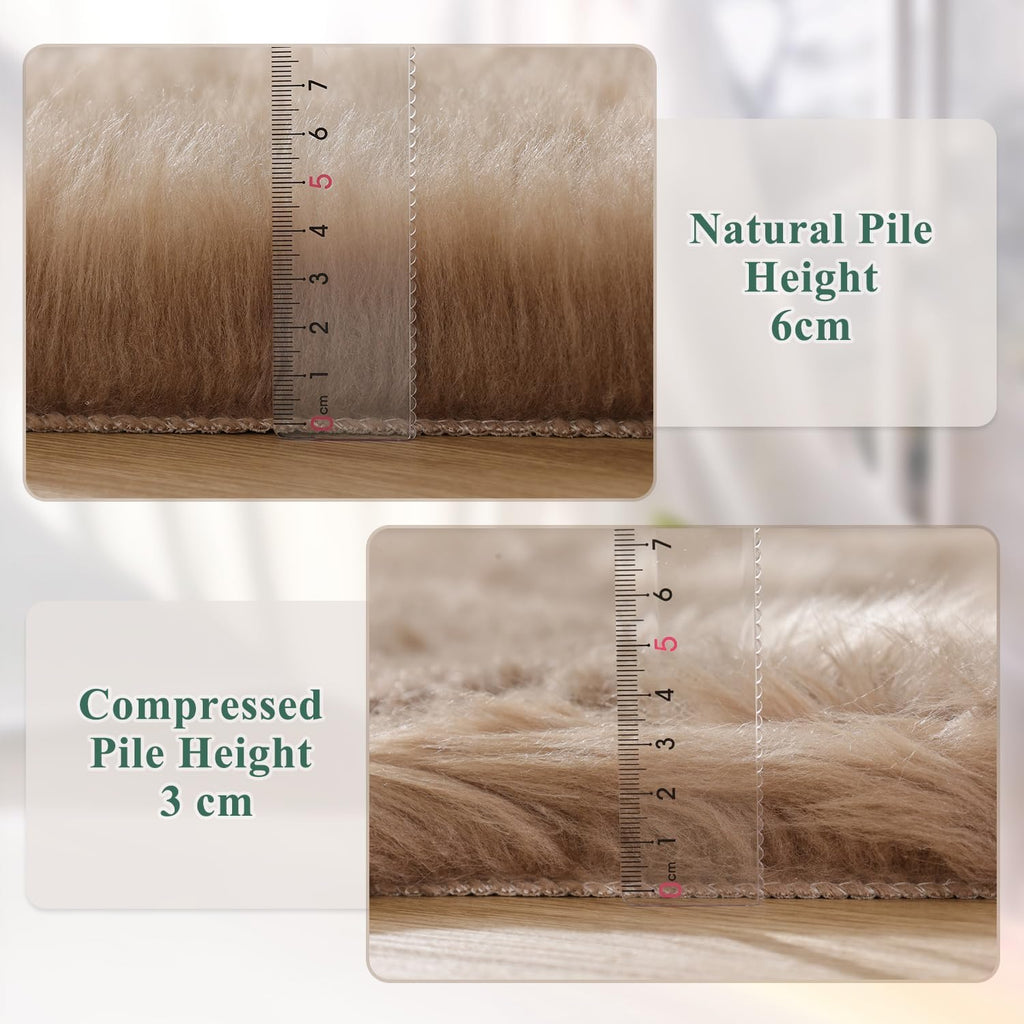 5x7 Washable Beige Faux Sheepskin Fluffy Area Rug