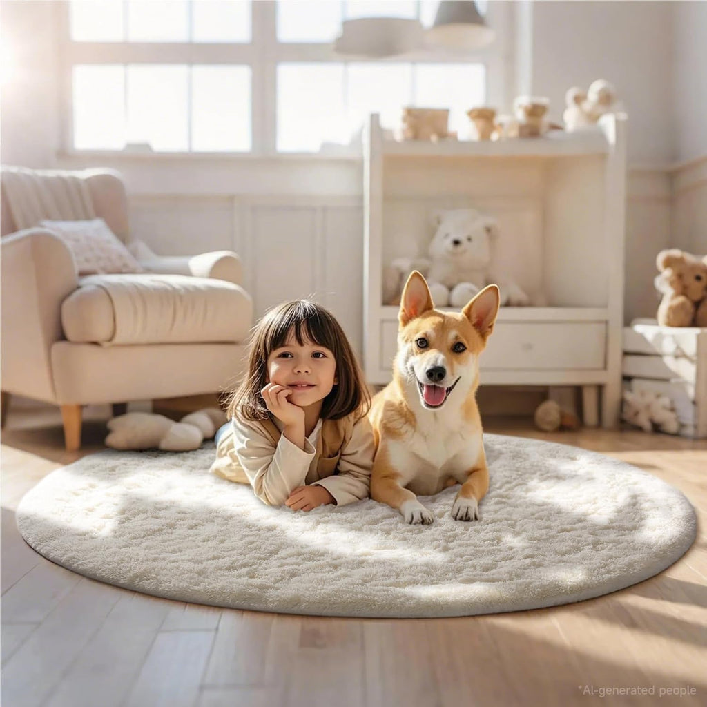 Round Fluffy Area Rug