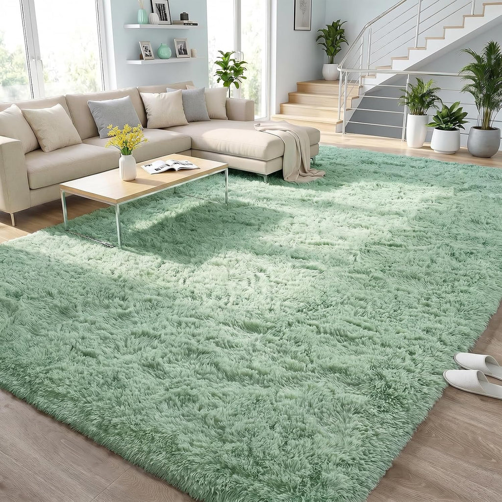 Sage Green Fluffy Area Rug