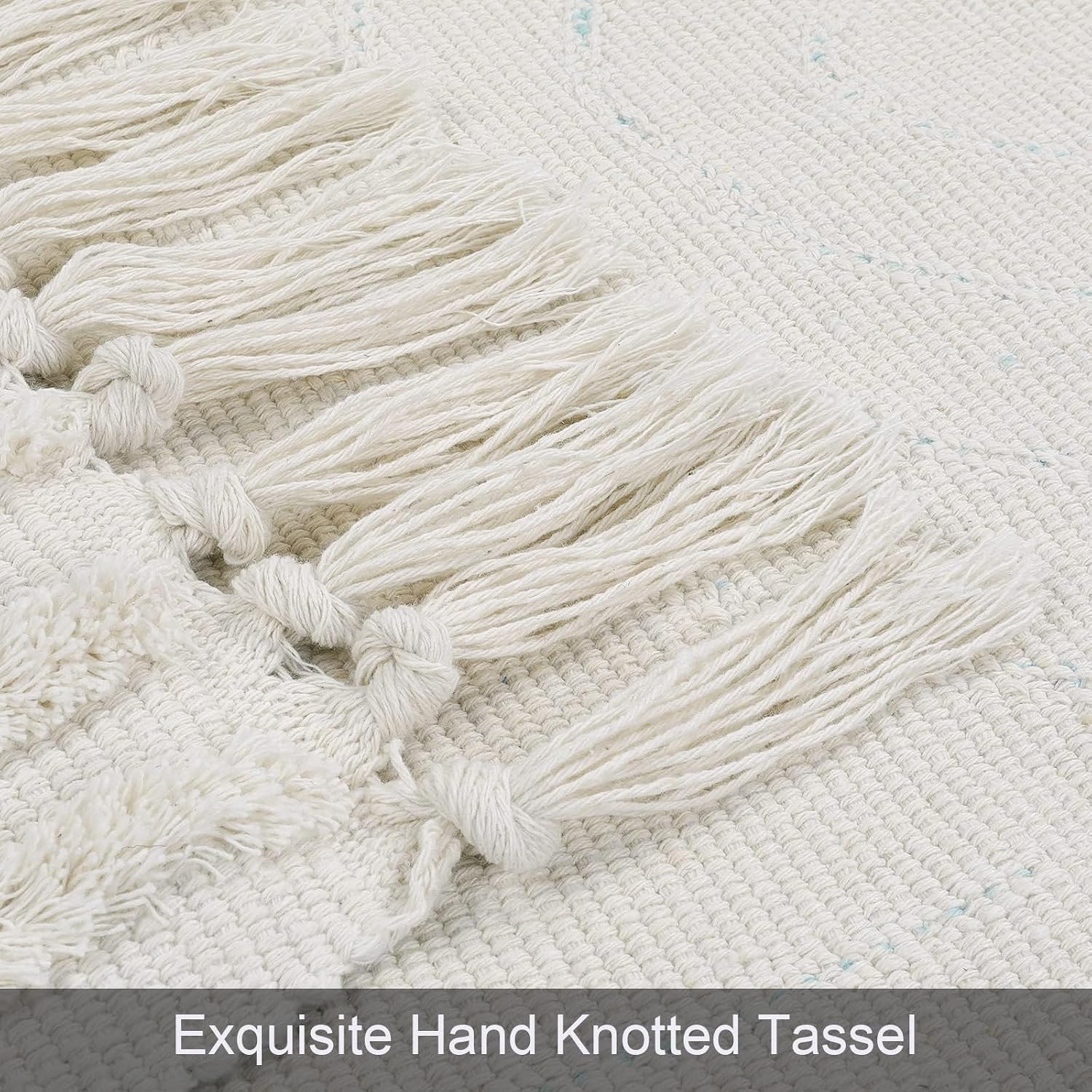 2x5 Beige Boho Tassel Runner