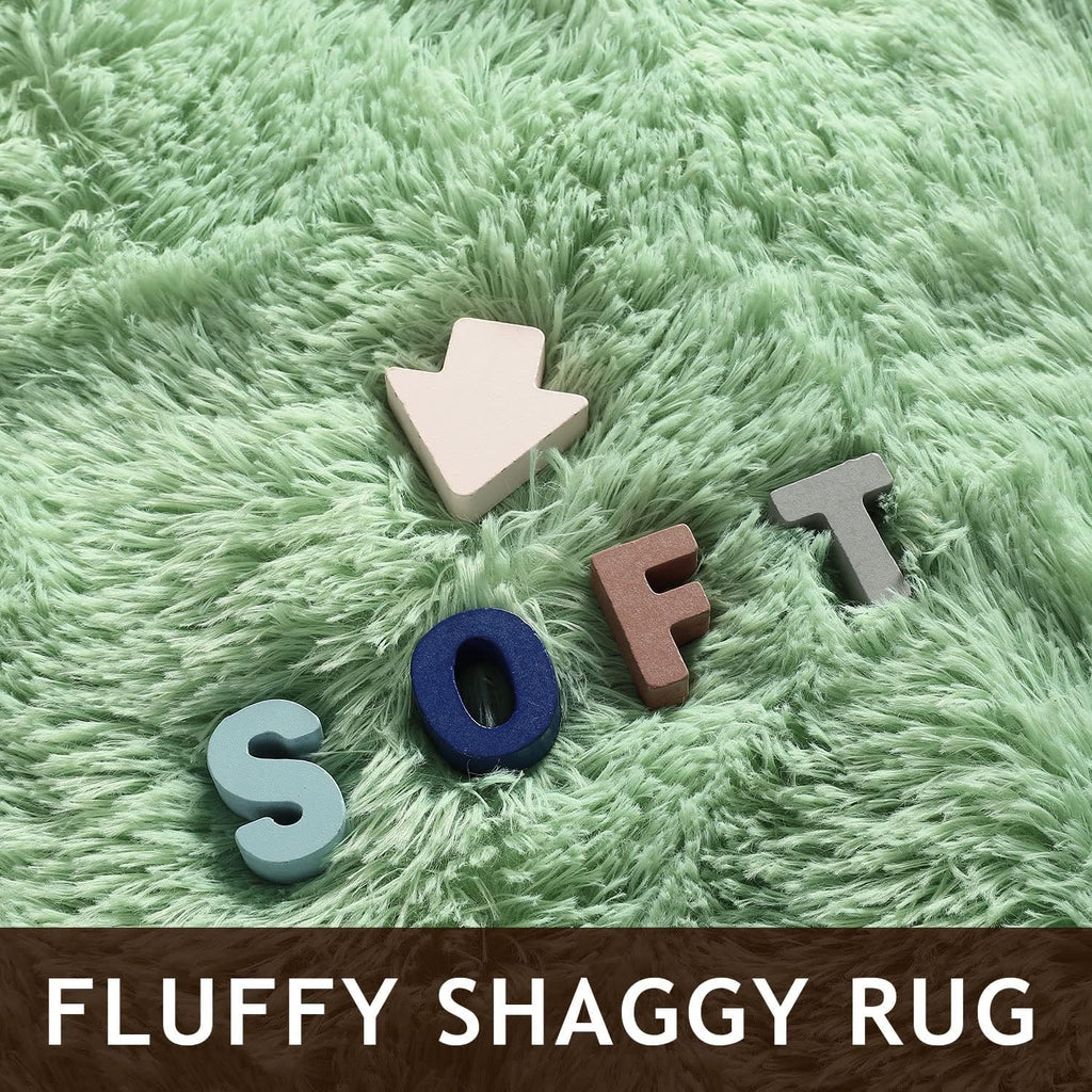 Sage Green Fluffy Area Rug