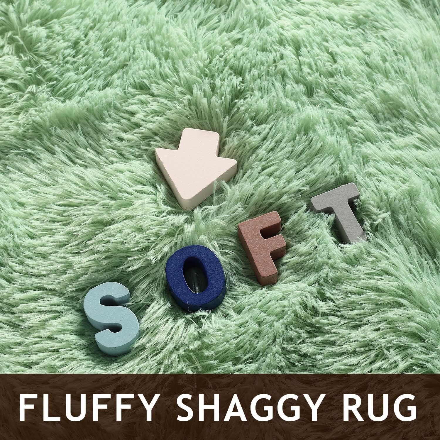 Sage Green Fluffy Area Rug