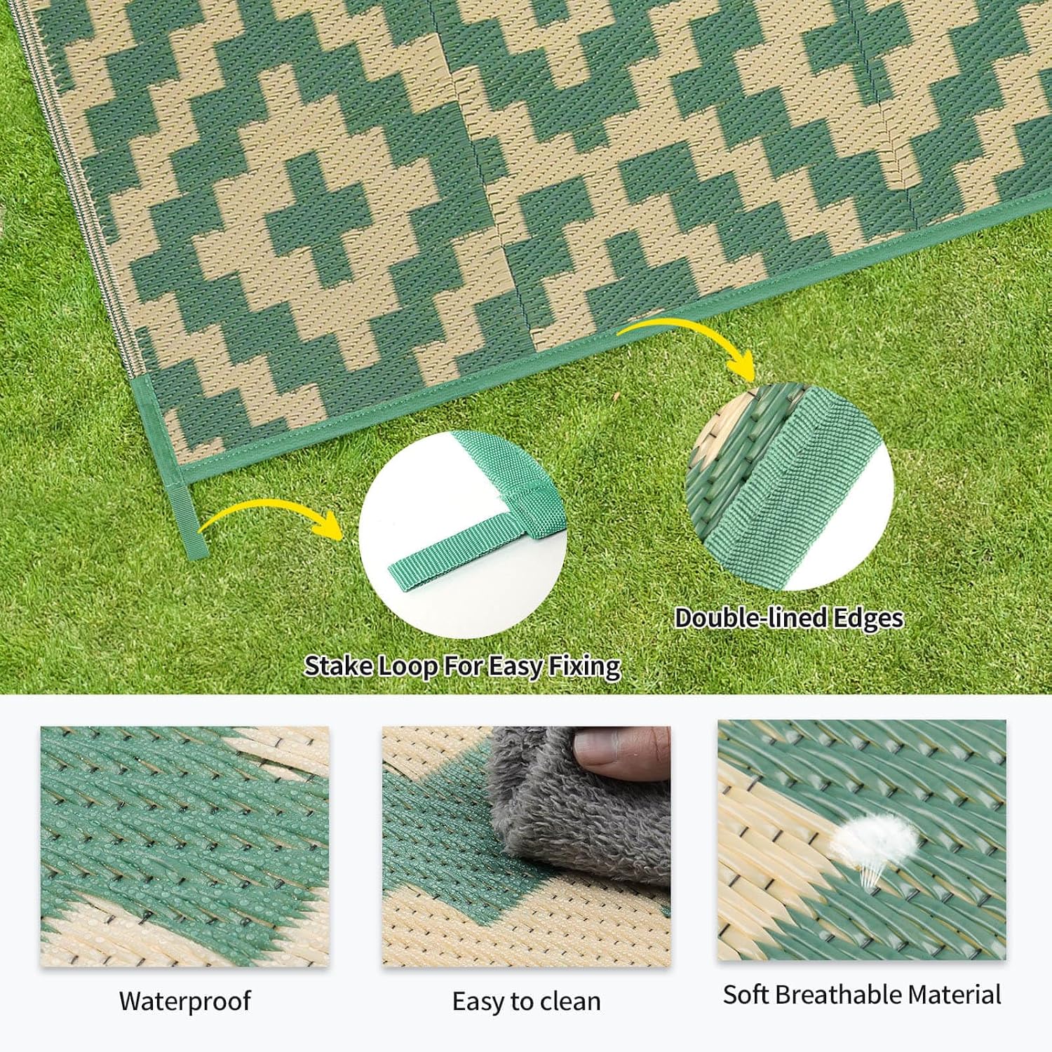 4x6 Green Yellow Outdoor Straw Rug