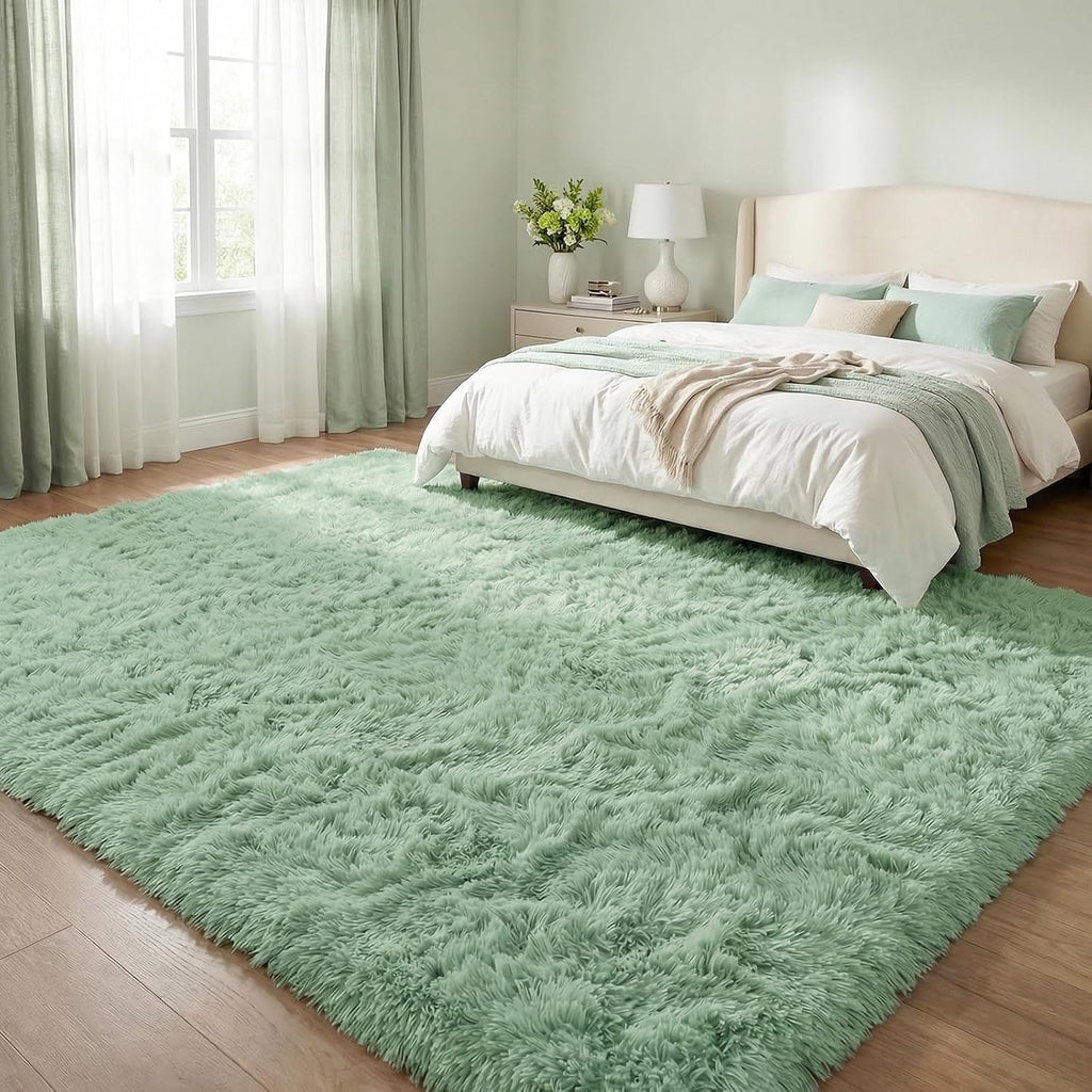 Sage Green Fluffy Area Rug