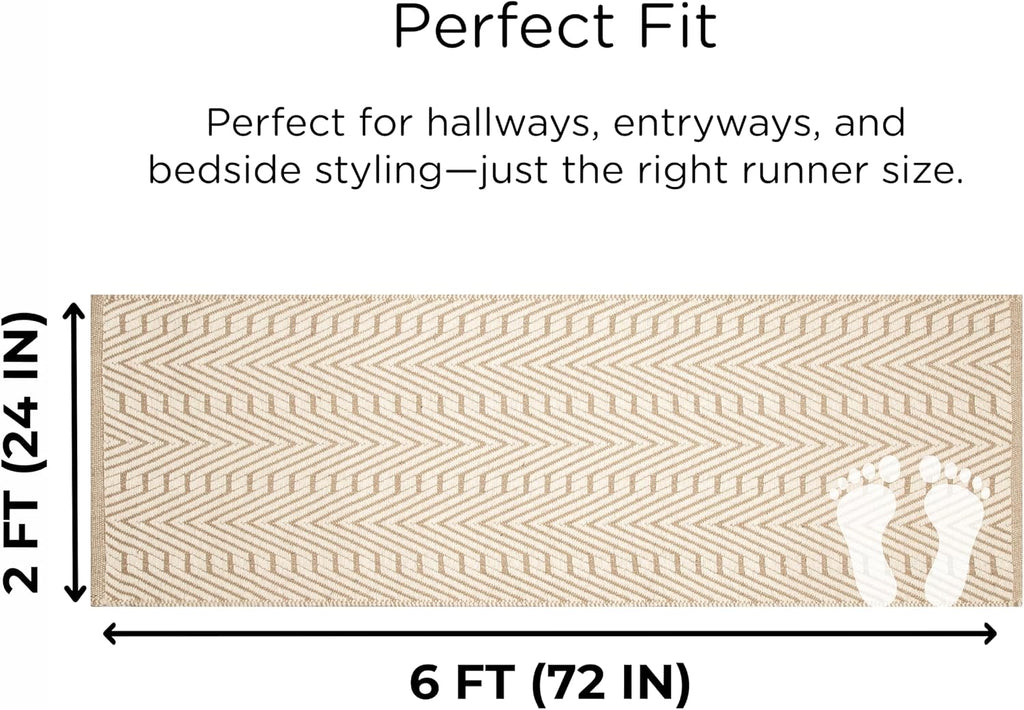 2x6 White Geometric Cotton Runner