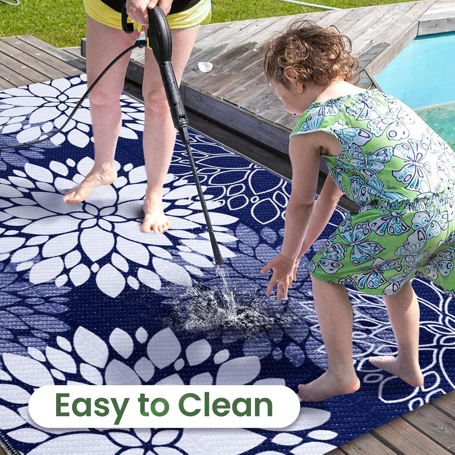 6x9 Blue Waterproof Outdoor Rug