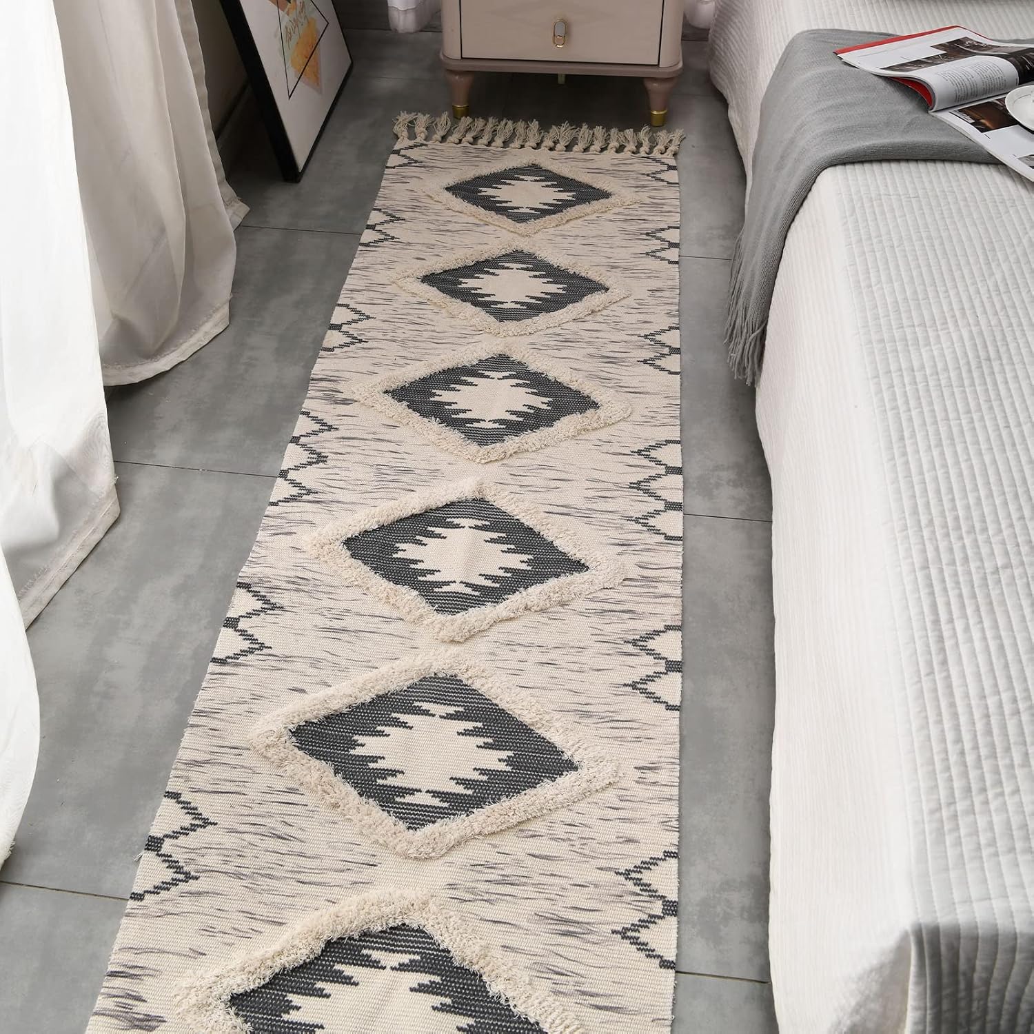 2x6 Grey Boho Washable Runner