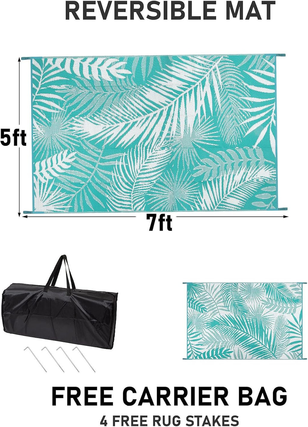 5x7 Waterproof Reversible Outdoor Rug