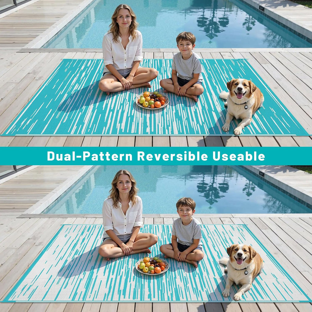 5'x8' Striped Reversible Waterproof Plastic Outdoor Patio Rug