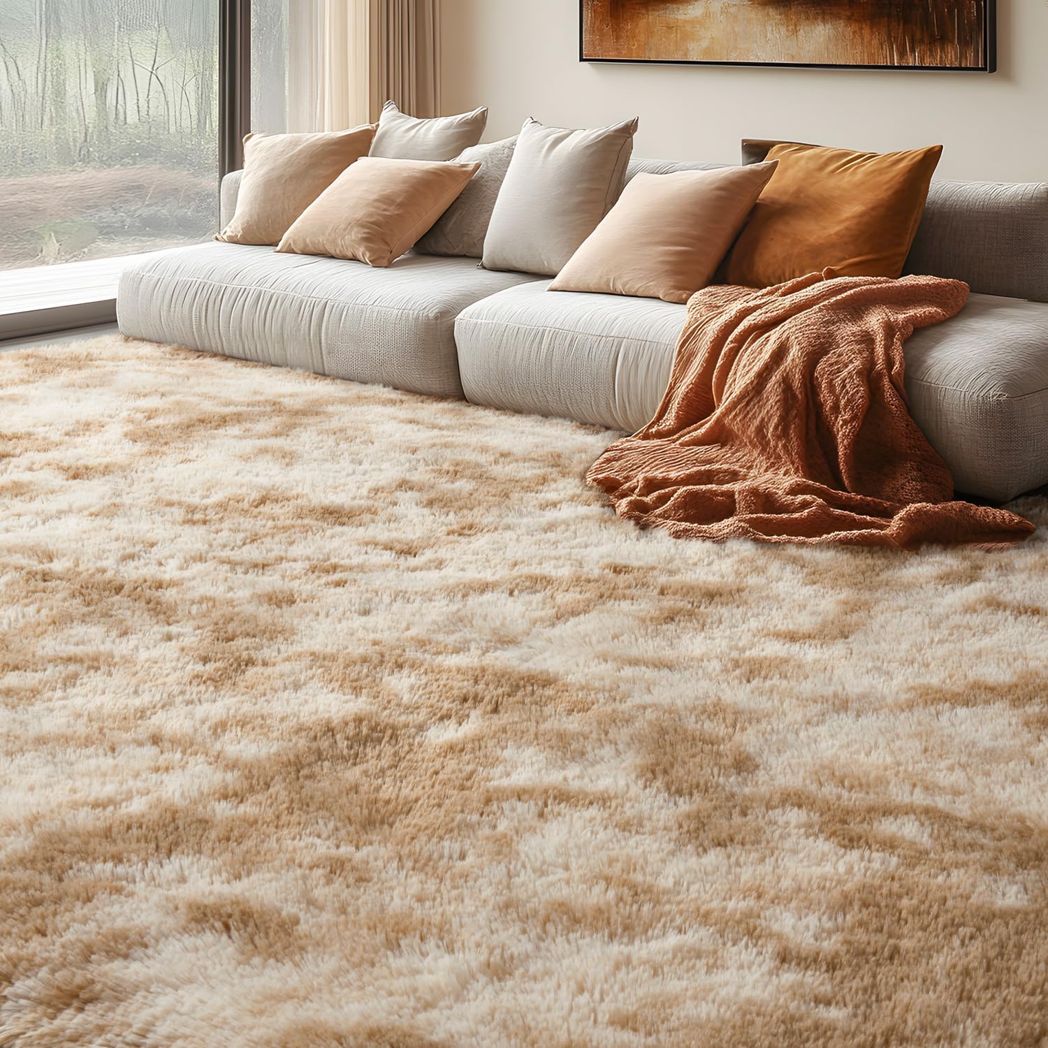 Tie-Dye Fluffy Shag Area Rug