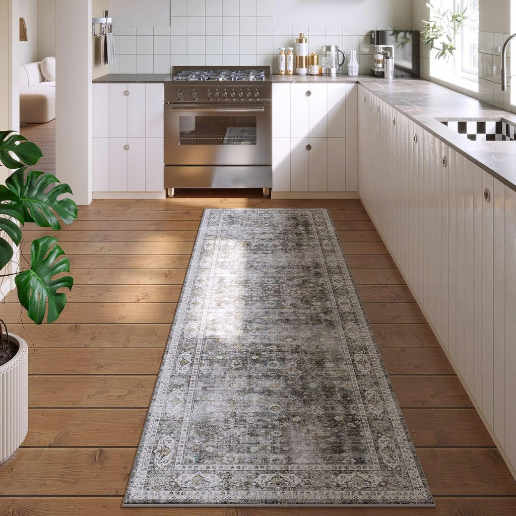 2'6x8 Grey Brown Vintage Runner