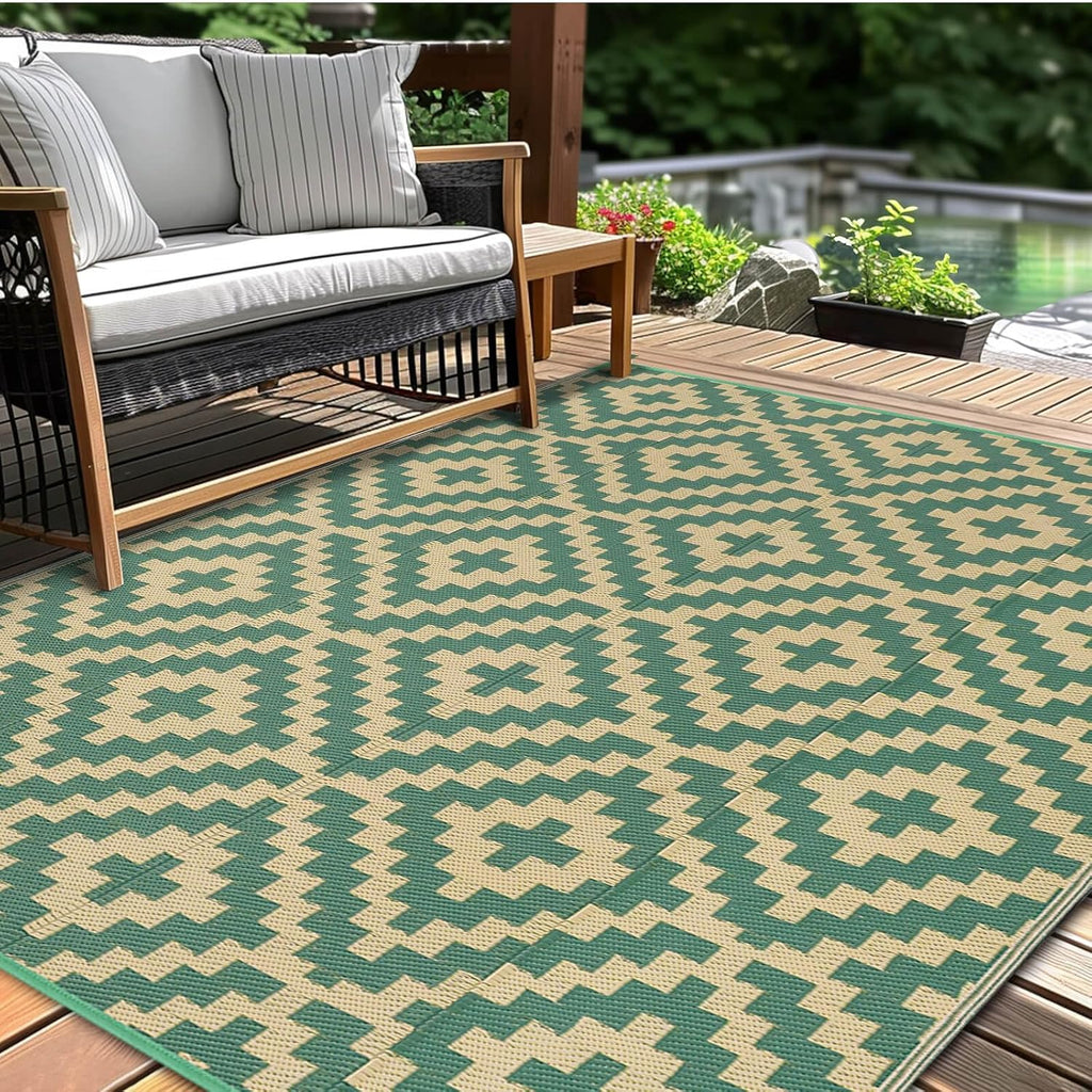 4x6 Green Yellow Outdoor Straw Rug