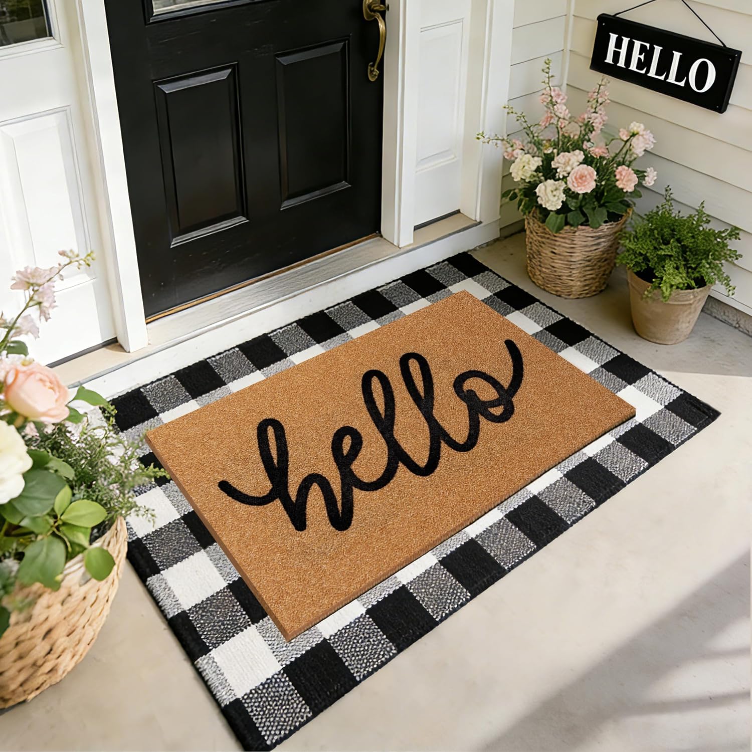 2 Pcs Layered Welcome Door Mat Set