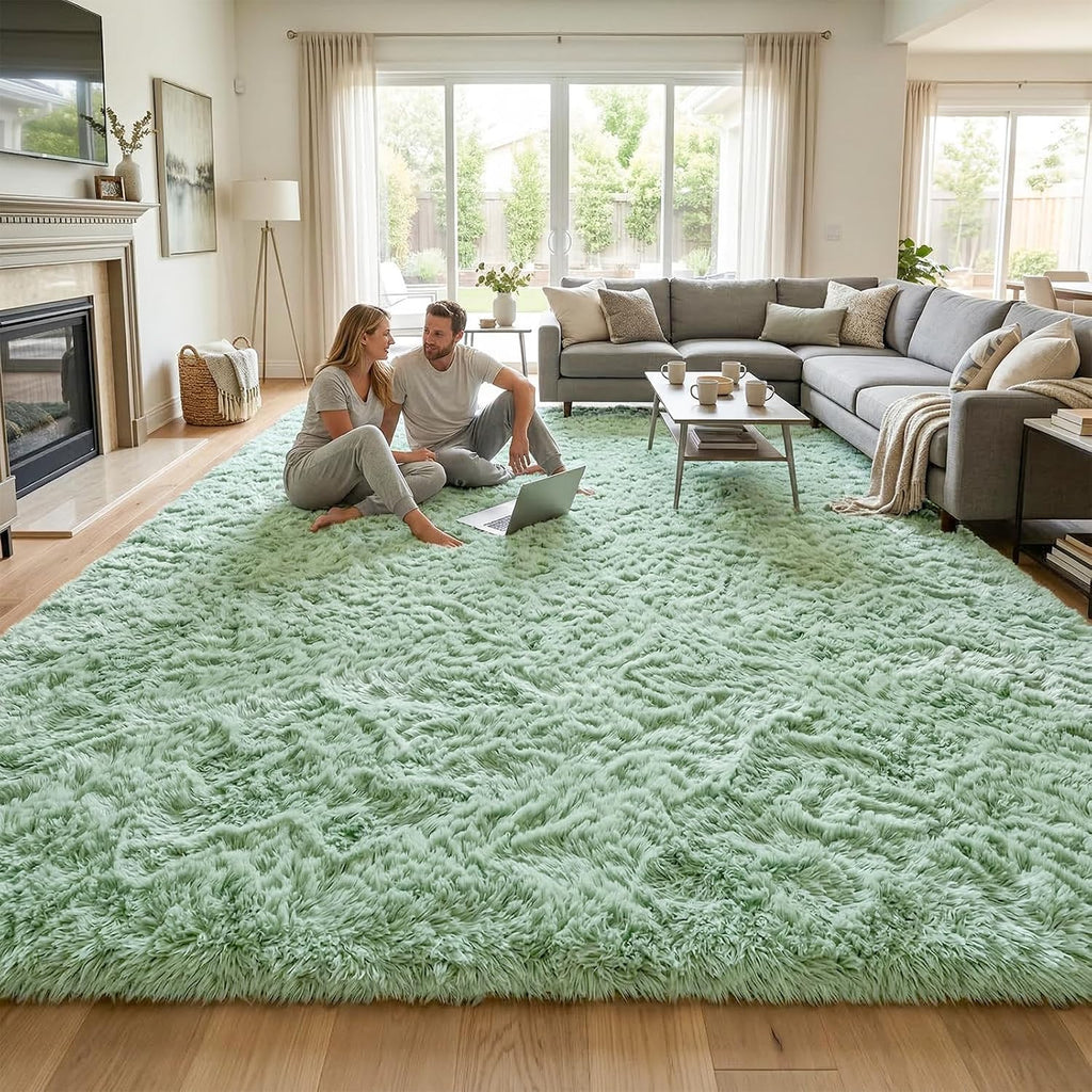 Sage Green Fluffy Area Rug