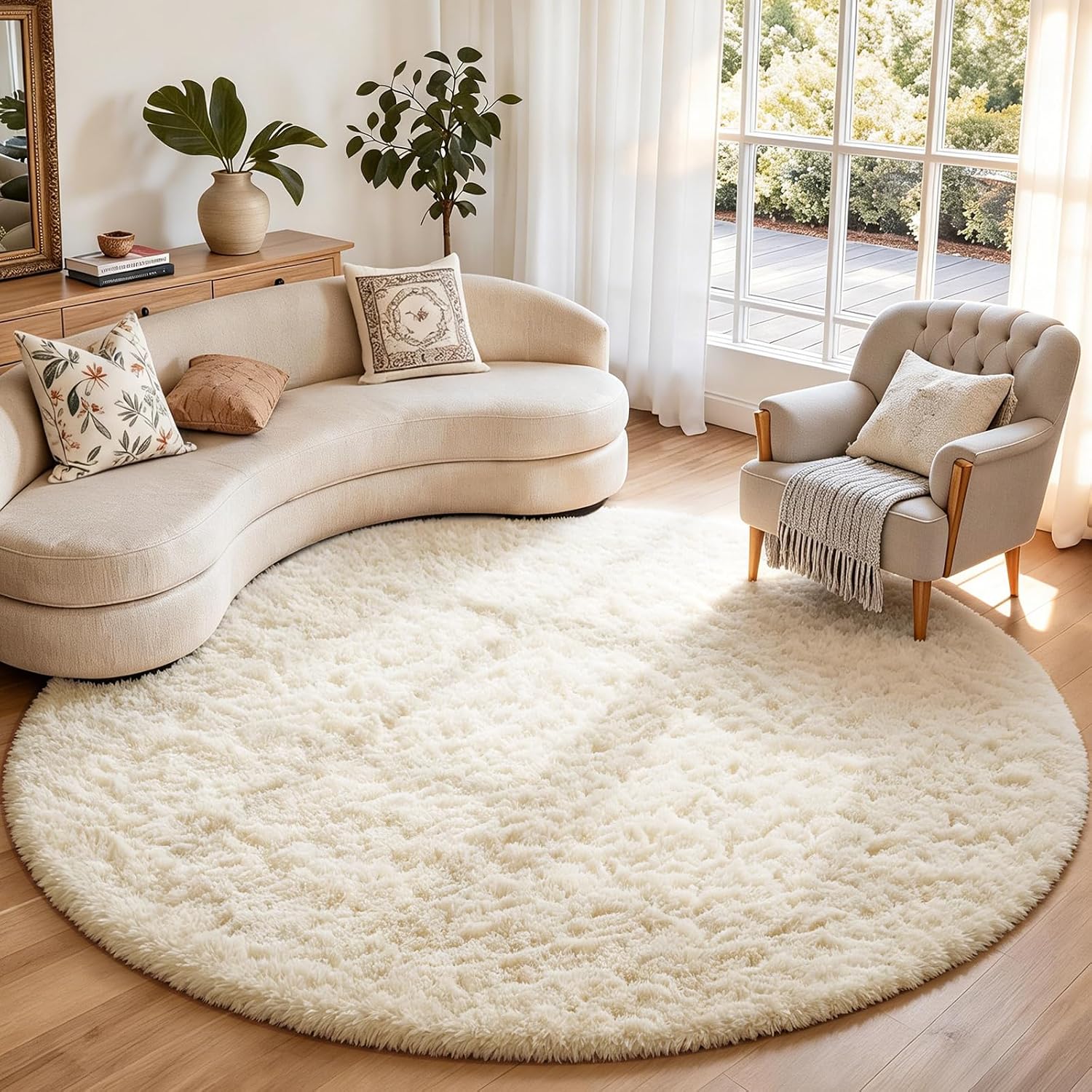 Round Fluffy Area Rug