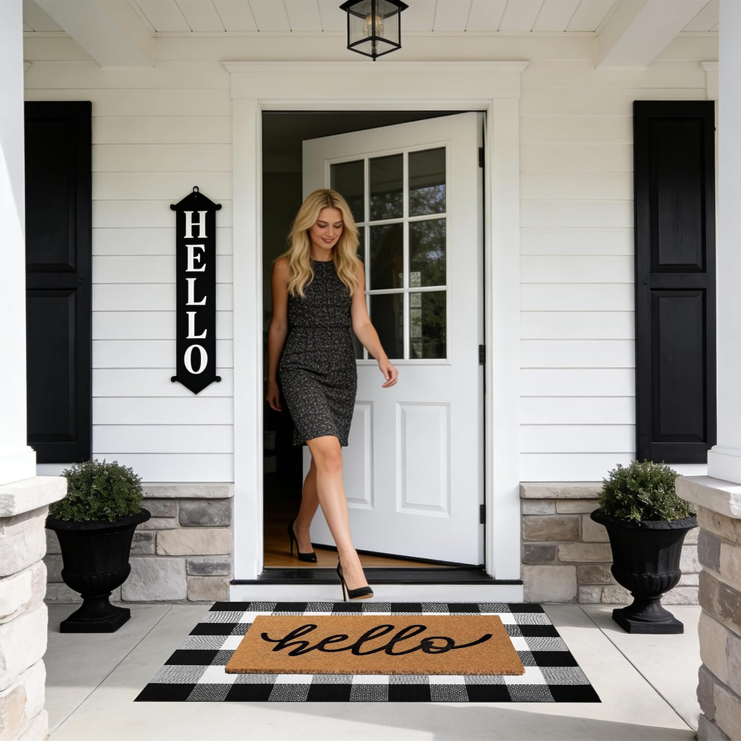 2 Pcs Layered Welcome Door Mat Set