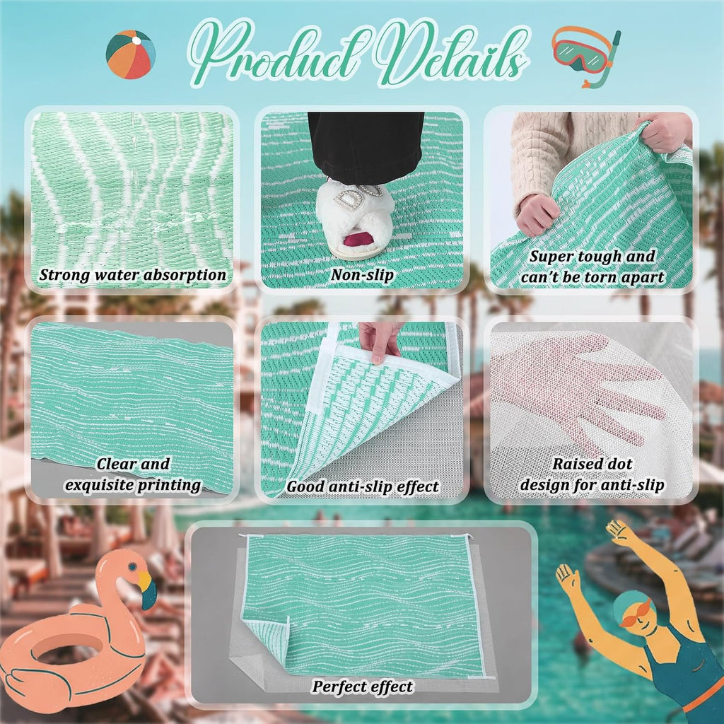 4x6 Waterproof Non-Slip Poolside Deck Outdoor Rug