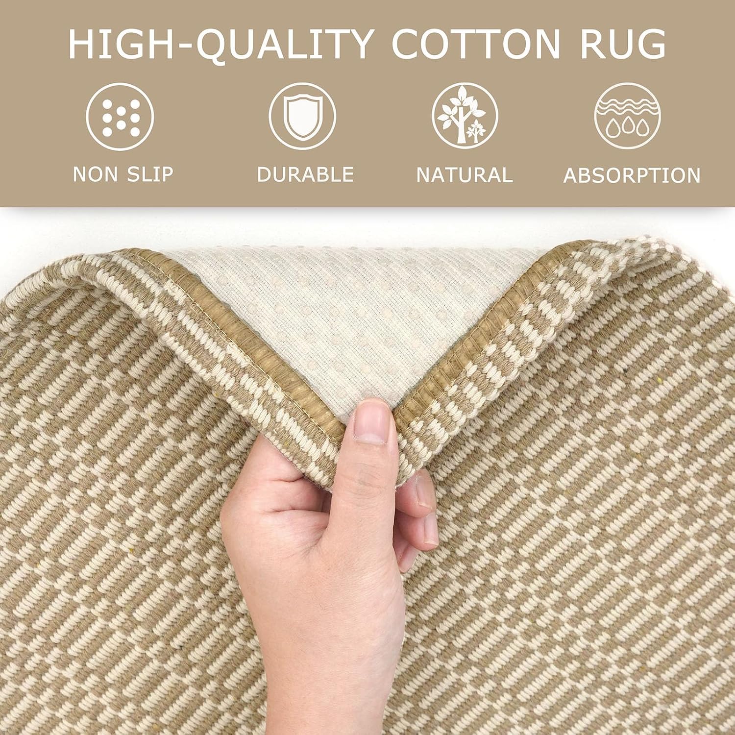 2x6 Sand Ivory Washable Runner Rug