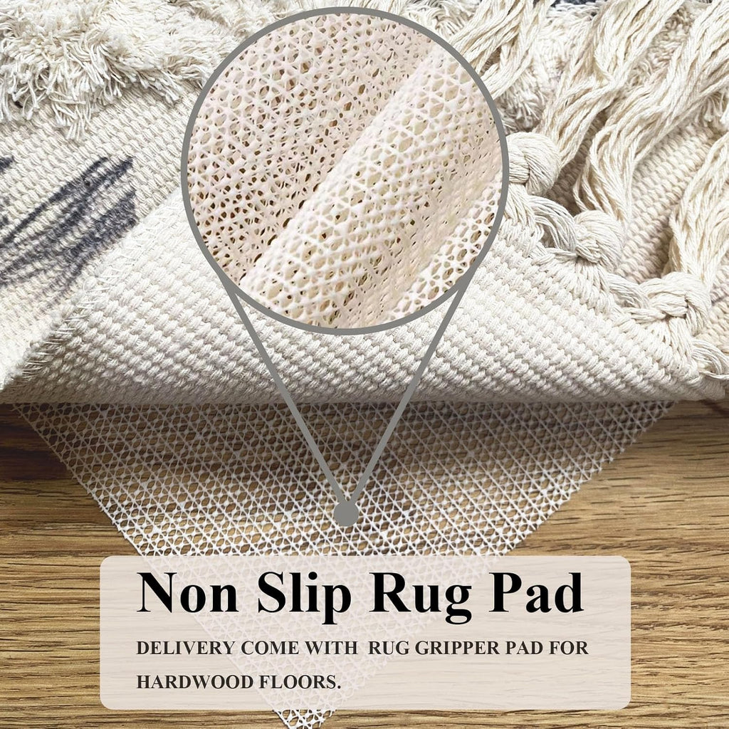 2x6 Grey Boho Washable Runner