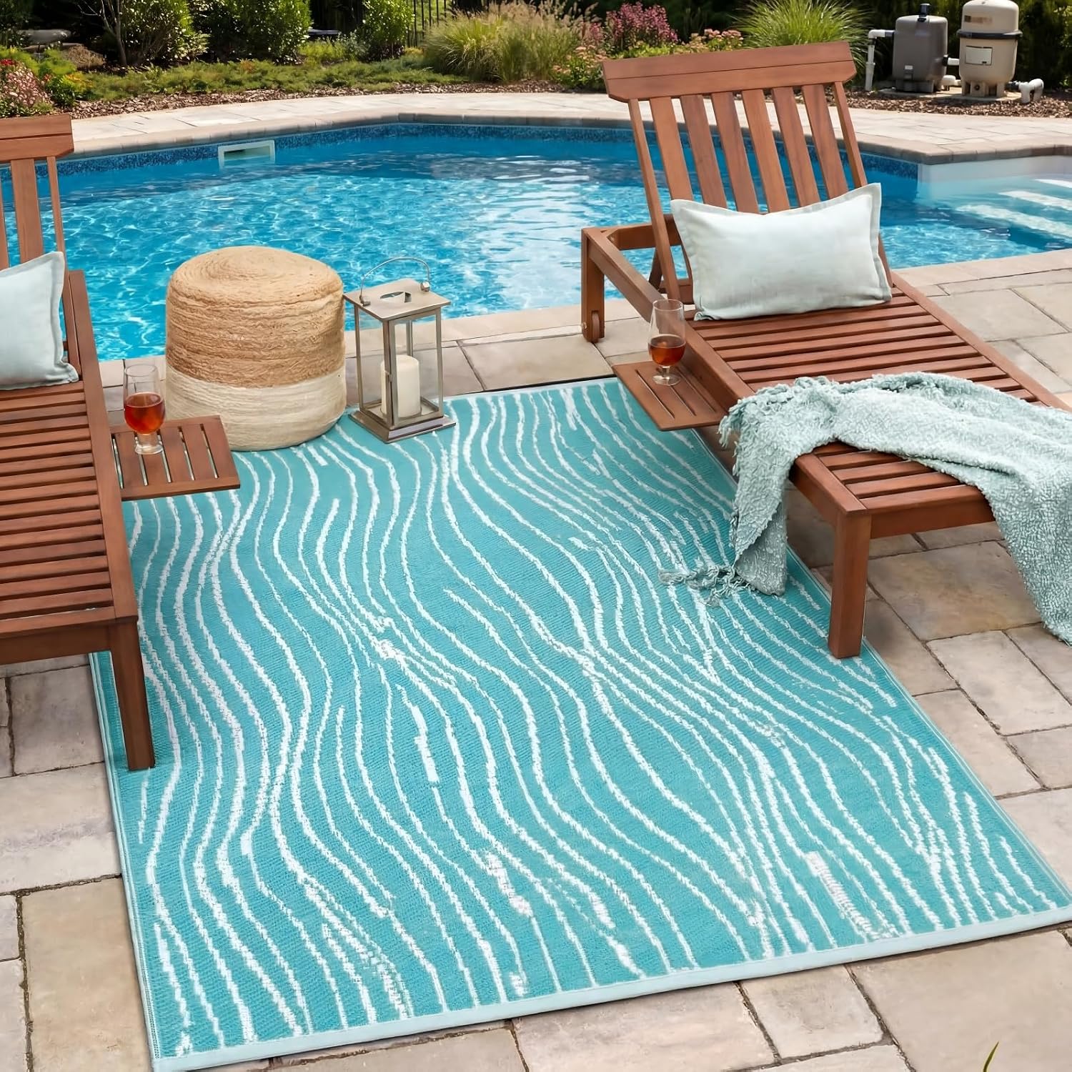 4x6 Waterproof Non-Slip Poolside Deck Outdoor Rug