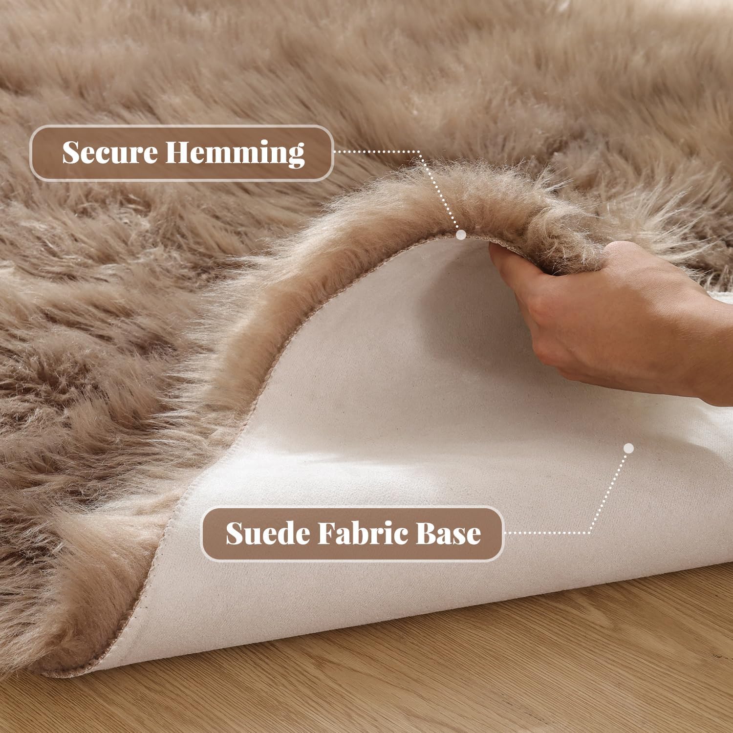 5x7 Washable Beige Faux Sheepskin Fluffy Area Rug
