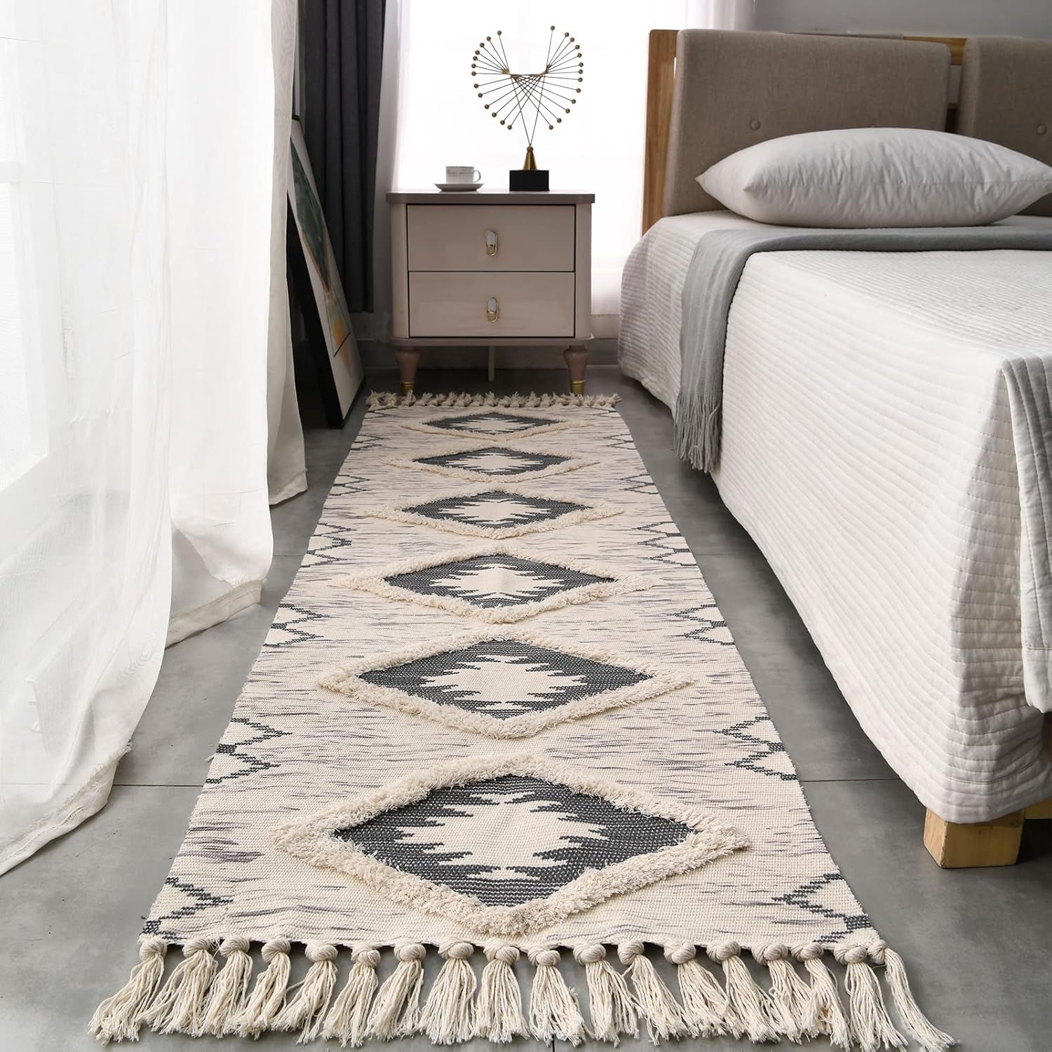 2x6 Grey Boho Washable Runner