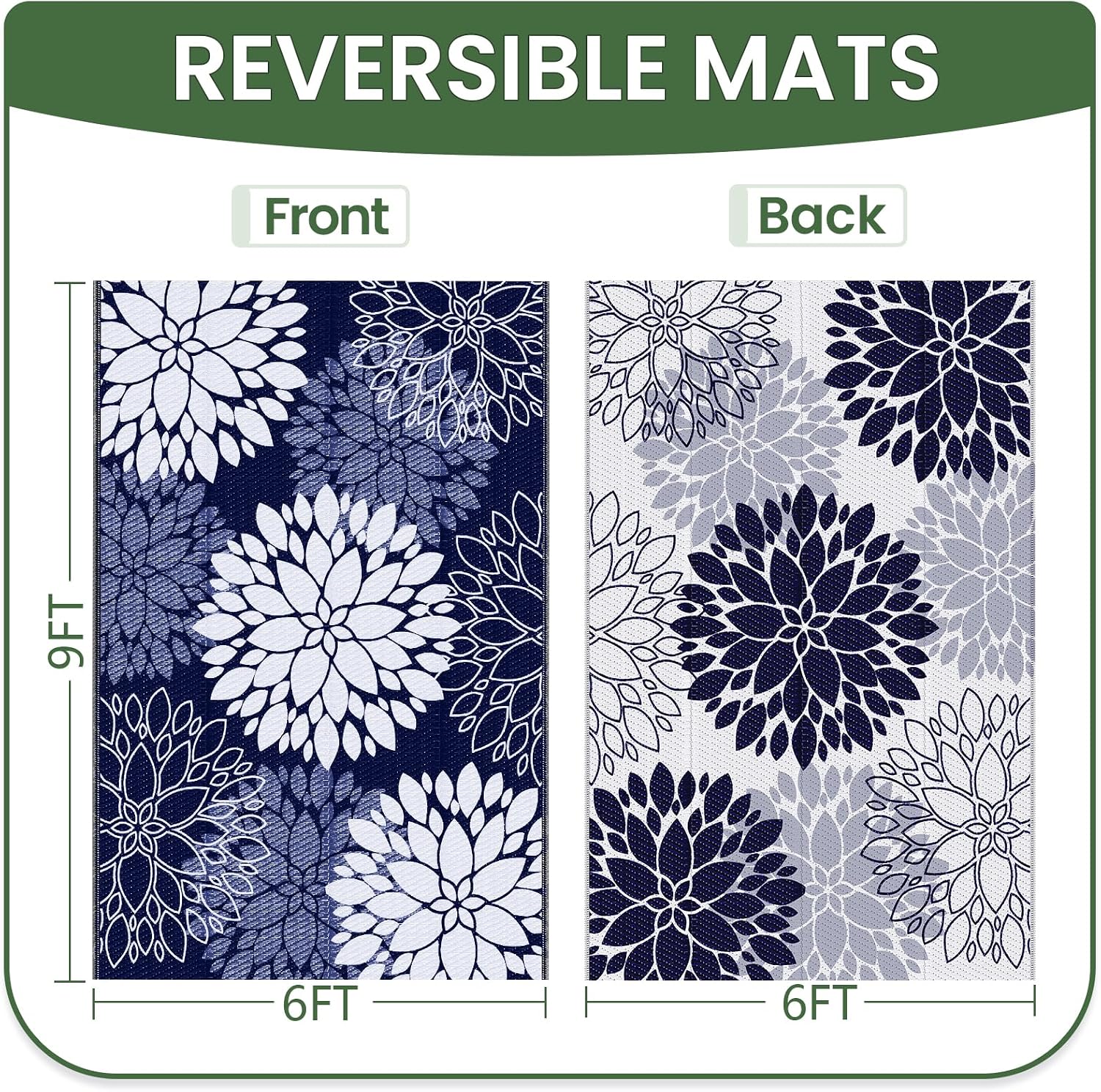 6x9 Blue Waterproof Outdoor Rug