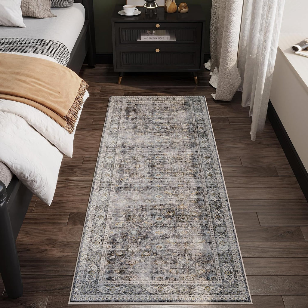 2'6x8 Grey Brown Vintage Runner