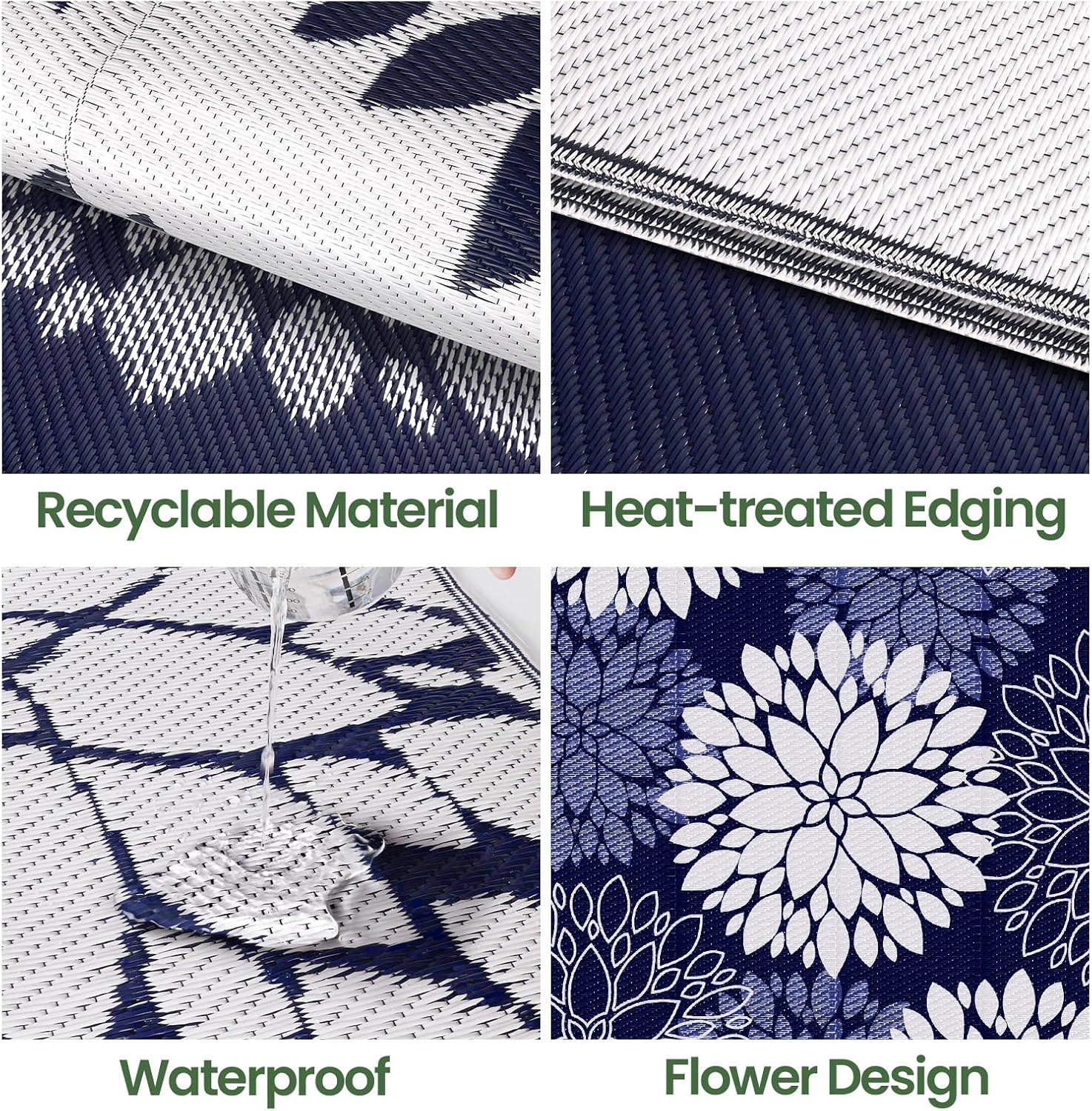 6x9 Blue Waterproof Outdoor Rug