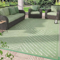 6x9 Green White Striped UV Protected Reversible Waterproof Outdoor Rug