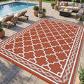 10x14 Orange White Reversible Waterproof Plastic Straw Outdoor Rug