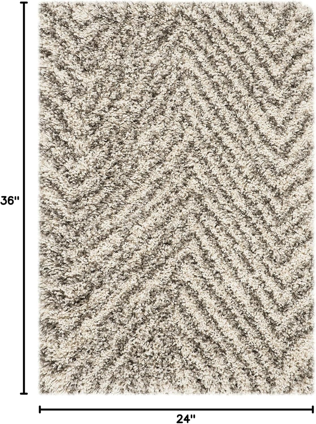 2x3 Ivory Grey Chevron Plush Accent Rug
