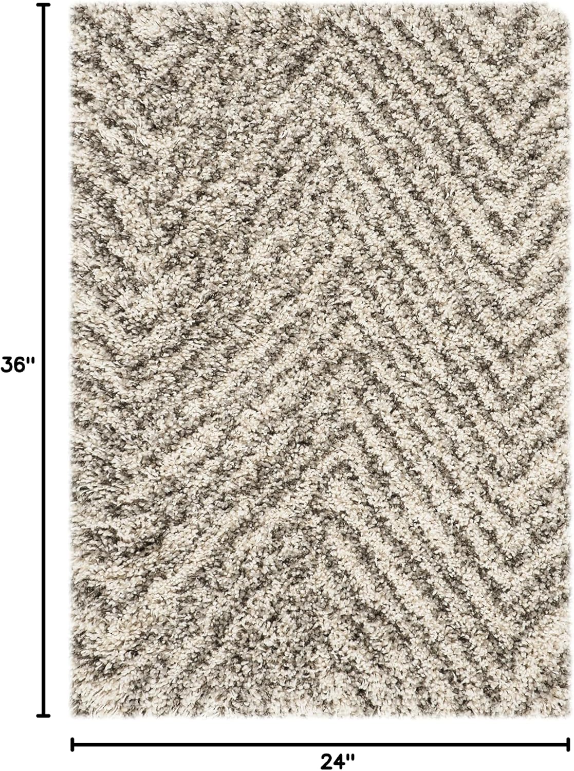 2x3 Ivory Grey Chevron Plush Accent Rug