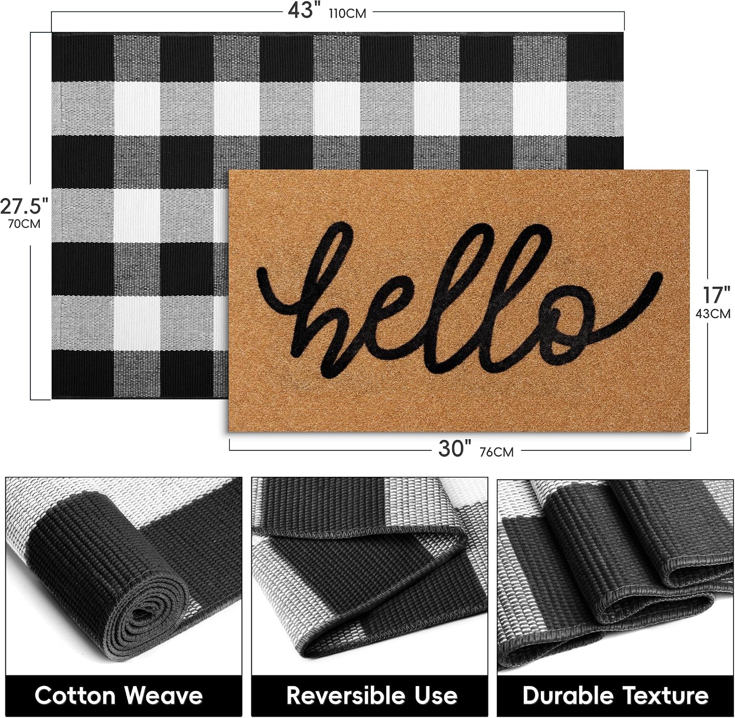 2 Pcs Layered Welcome Door Mat Set