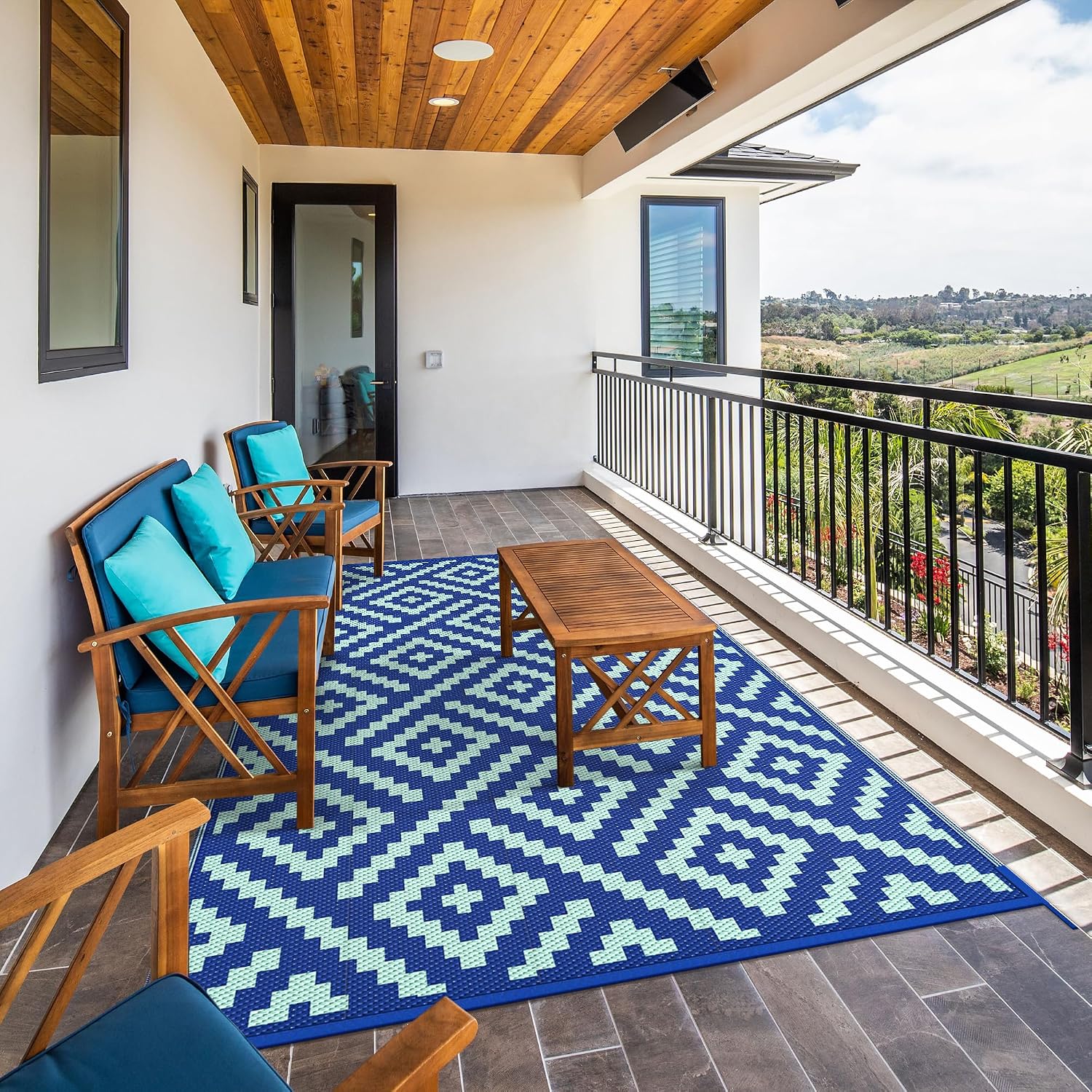 6x9 Royal Blue Reversible Outdoor Rug