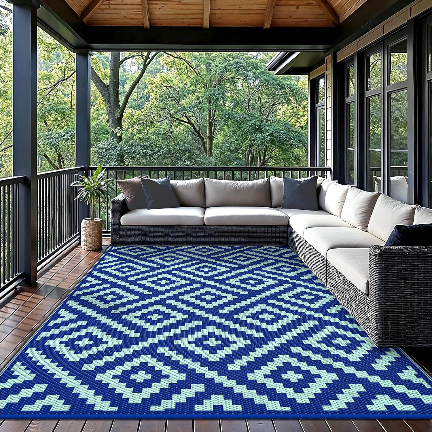6x9 Royal Blue Reversible Outdoor Rug