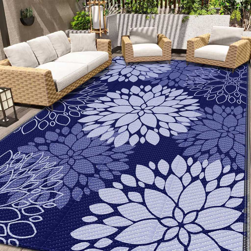 6x9 Blue Waterproof Outdoor Rug