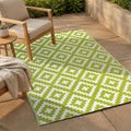 5x8 Green White Aztec Outdoor Rug