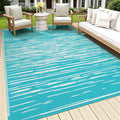 5'x8' Striped Reversible Waterproof Plastic Outdoor Patio Rug