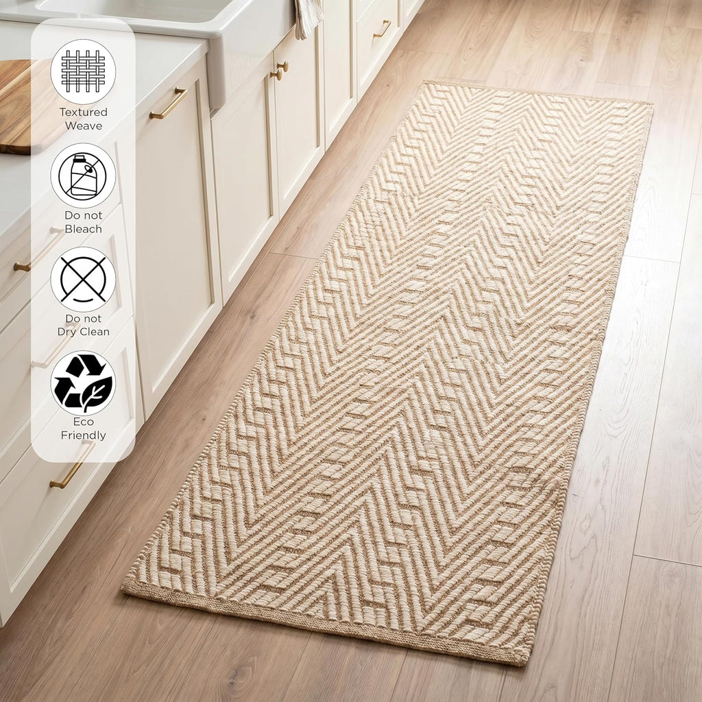 2x6 White Geometric Cotton Runner