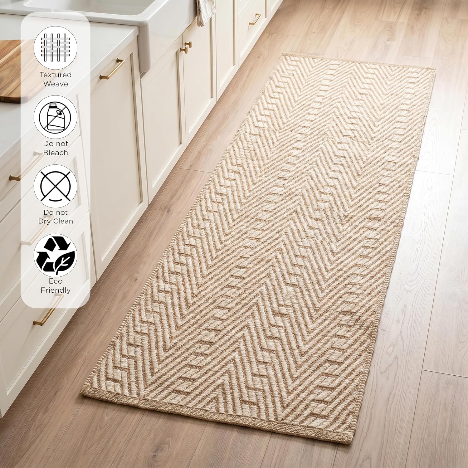 2x6 White Geometric Cotton Runner