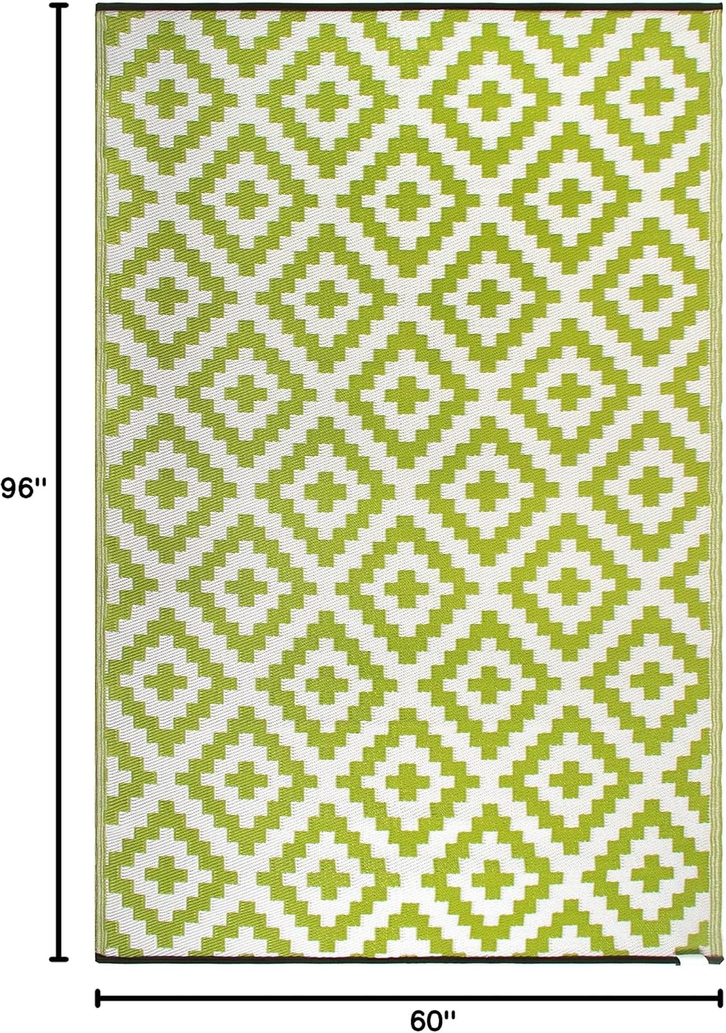 5x8 Green White Aztec Outdoor Rug