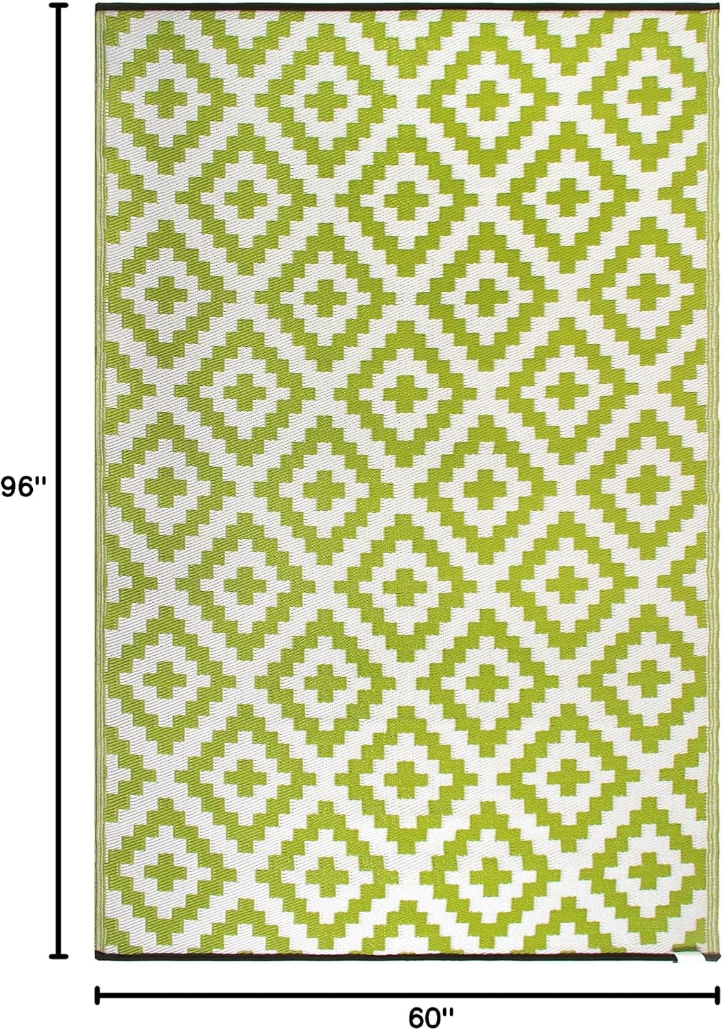5x8 Green White Aztec Outdoor Rug