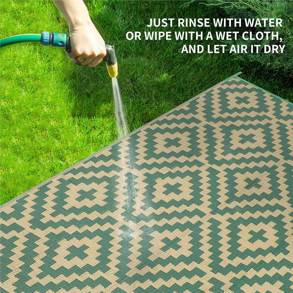 4x6 Green Yellow Outdoor Straw Rug