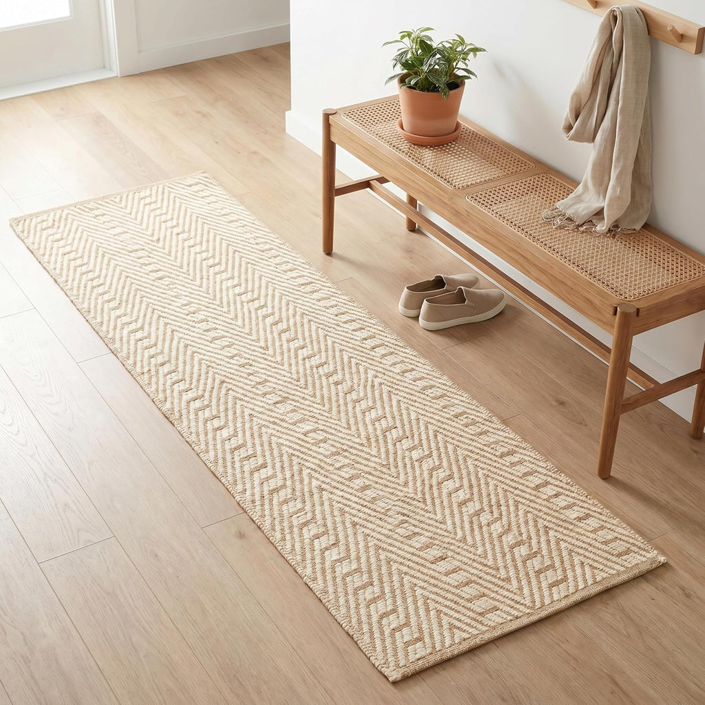 2x6 White Geometric Cotton Runner