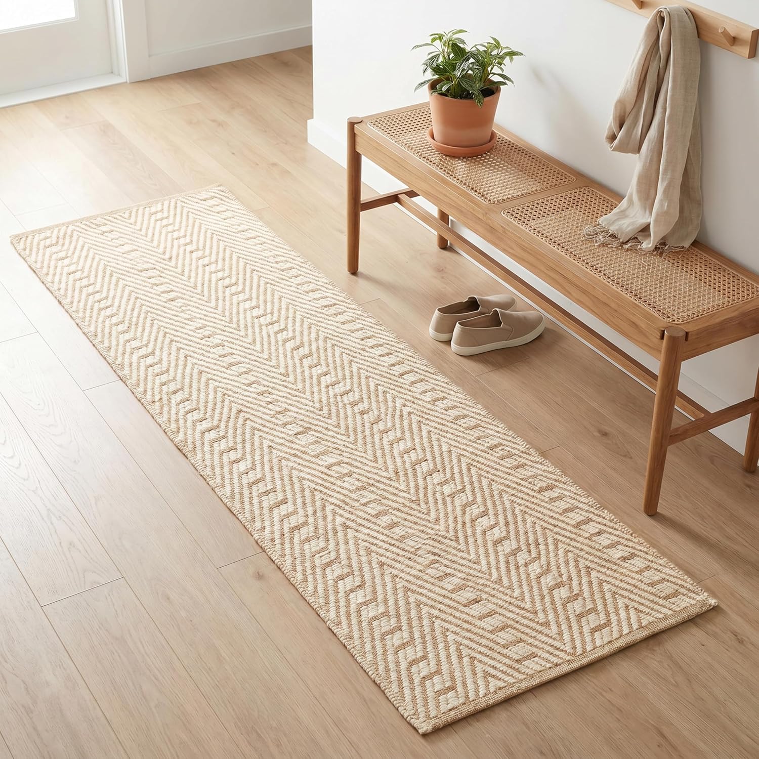 2x6 White Geometric Cotton Runner
