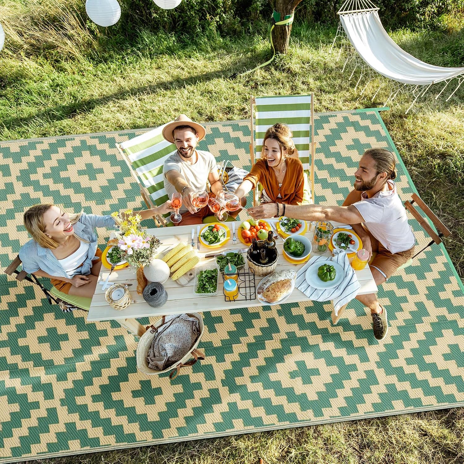 4x6 Green Yellow Outdoor Straw Rug
