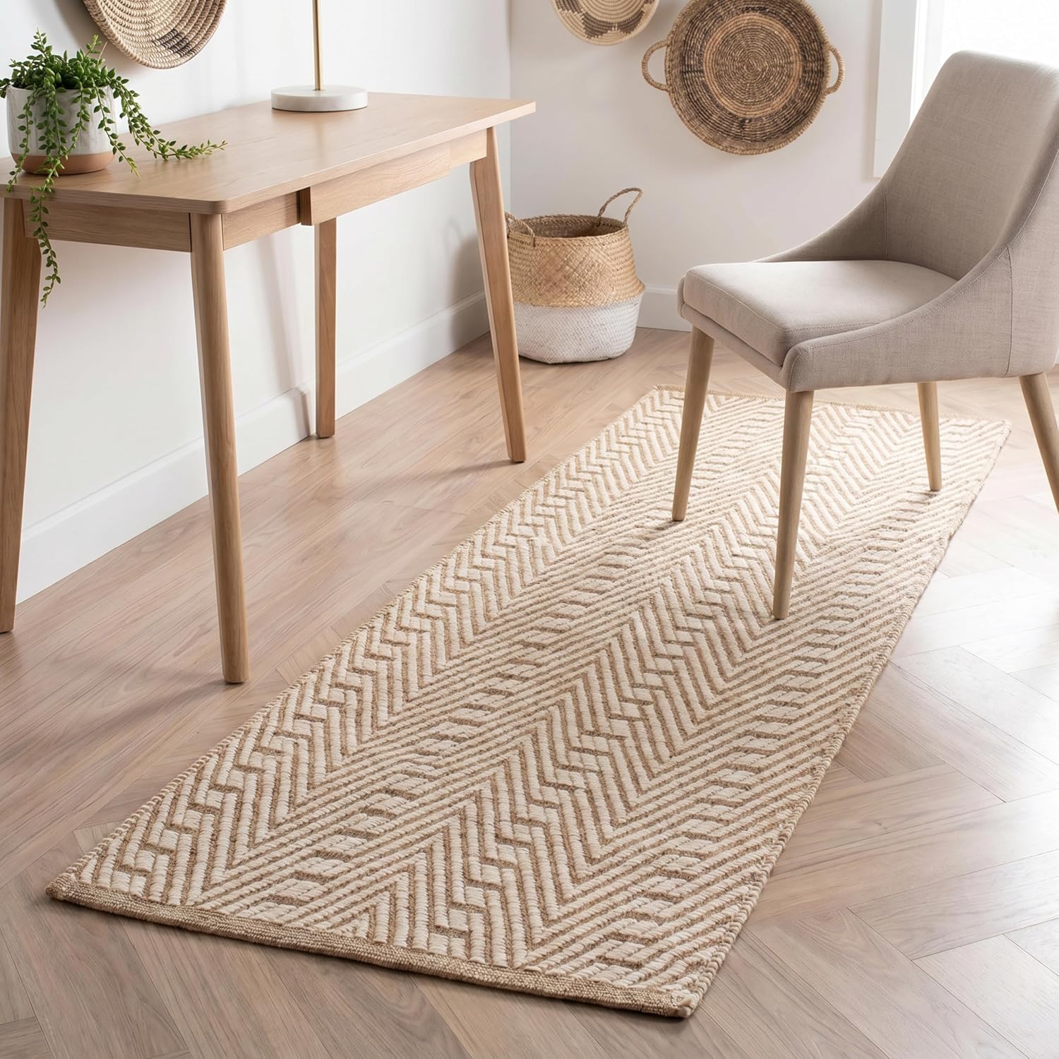 2x6 White Geometric Cotton Runner